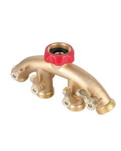 Rainwave 4-Way Brass Connector w/Shut-off Valves