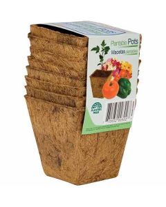 Fiber Grow Coir - Plantable Pots - 3 in. Square, 8 Pack